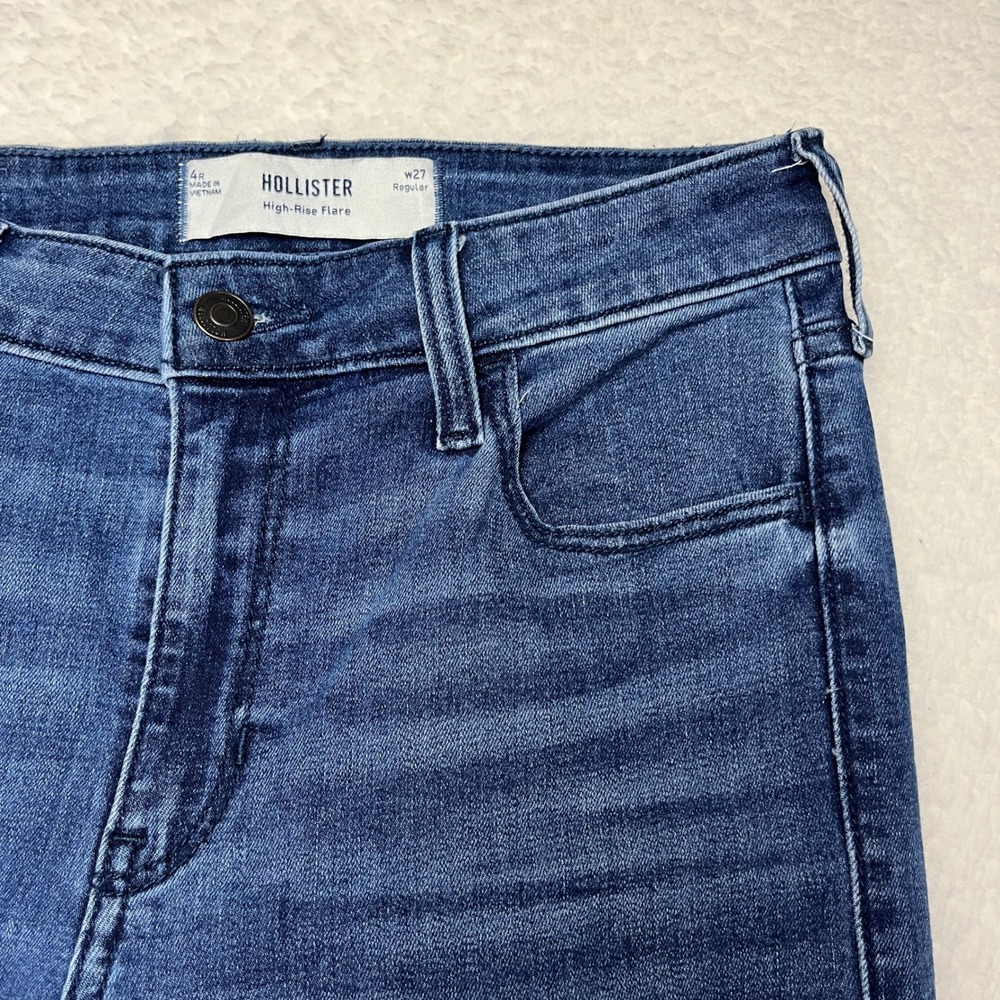 Hollister Jeans Womens 4R W27 Blue High-Rise Flare Distressed Denim 3653